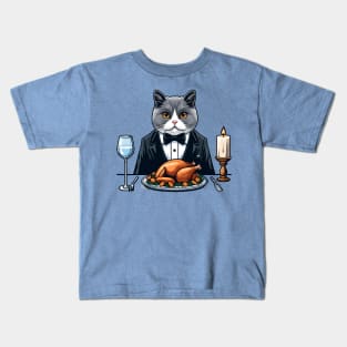 British Shorthair Cat Thanksgiving Kids T-Shirt